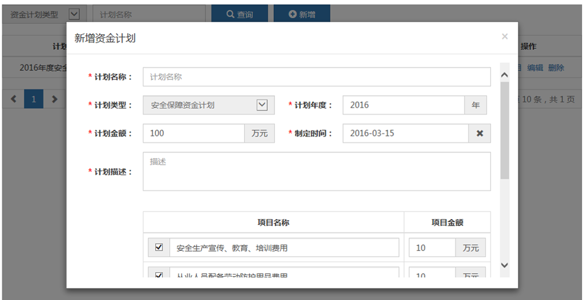 资金计划